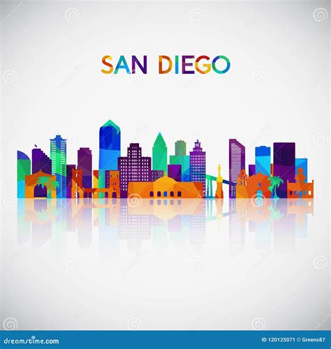 San Diego Skyline Silhouette in Colorful Geometric Style. Stock Vector ...