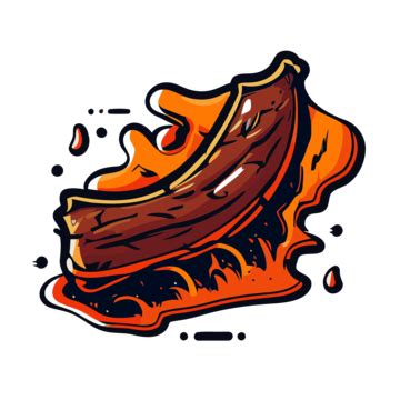 Bbq Ribs Vector, Sticker Clipart Ribs Illustration In The Style Of A Food Product Cartoon ...