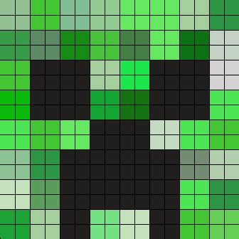 Minecraft Creeper Face 16x16 Perler Bead Pattern | Bead Sprites | Characters Fuse Bead Patterns