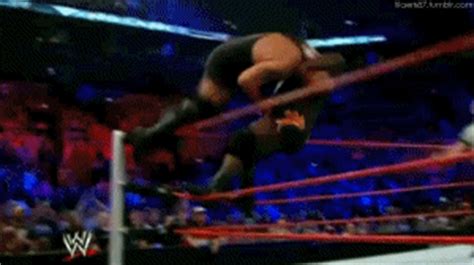 IRTI - funny GIF #2311 - tags: WWF WWE wrestling ring breaks