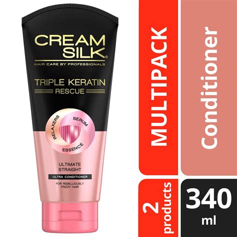 Cream Silk Hair Conditioner Triple Keratin Rescue Ultimate Straight 340ml Cream Silk Bundle ...