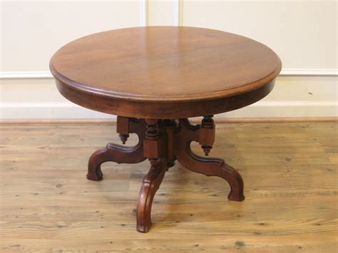 Antique Walnut Small Round Coffee Table, Eastlake Style, American C ...