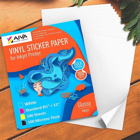 Printable Vinyl Sticker Paper Inkjet Glossy 100 sheets – AIVA Paper Group