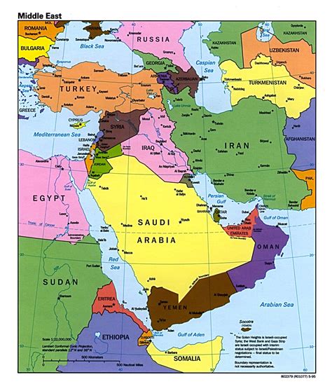 Middle East Political Map 1995 - Full size