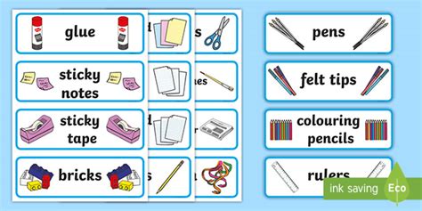 Tote Tray Labels for Classroom Materials - For EYFS-KS2