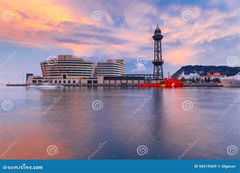 Superb Sunset in Port Vell in Barcelona, Spain Stock Image - Image of catalonia, landmark: 96519569