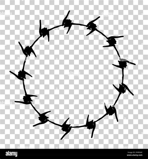 Vector Frame Silhouette Barbed Wire, Circle Shape, at transparent effect background Stock Vector ...