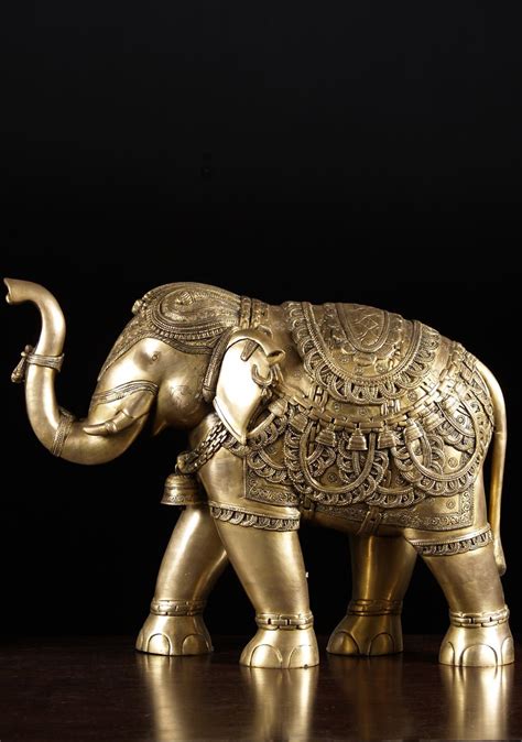 Trunk Raised Elephant Statue 21" (#72bs83z): Hindu Gods & Buddha Statues