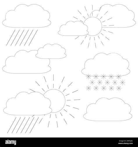 Different weather icons. Overcast sky, rainy day. Icon set cloud ...