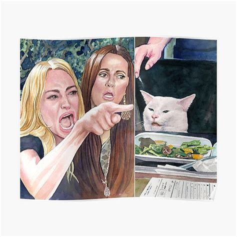 "Angry Woman Yelling at a Cat-6" Poster by Fablica | Redbubble