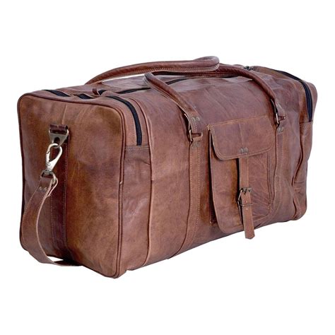 Leather 21 Inch Vintage Leather Duffel Travel Gym Sports Overnight Wee