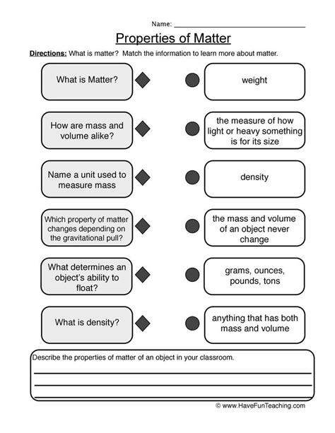 Worksheets - Have Fun Teaching in 2023 | Properties of matter, Matter ...