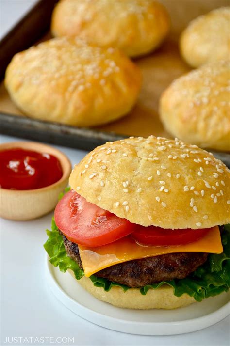 Quick Homemade Burger Buns Without Yeast - Just a Taste