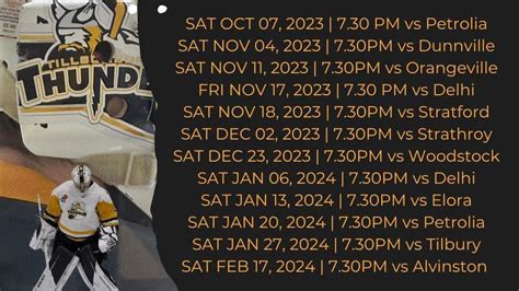 News: THUNDER HOME REG SEASON SCHEDULE RELEASED! - Tillsonburg Thunder