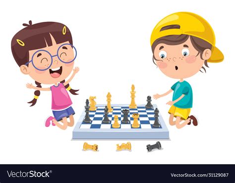 Cartoon character playing chess game Royalty Free Vector