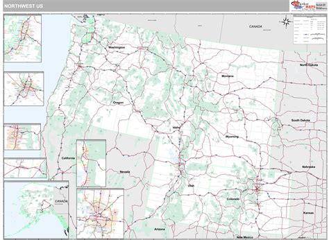 US Northwest Regional Wall Map Premium Style by MarketMAPS