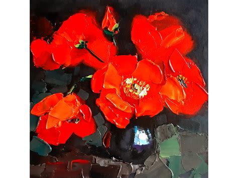 Poppy Painting Flower Original Art Still Life Artwork Floral - Inspire ...