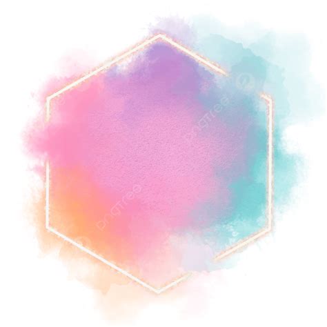 Colorful Brush Strokes With Neon Glowing Gold Hexagon Frame, Frame, Abstract, Colorful PNG ...