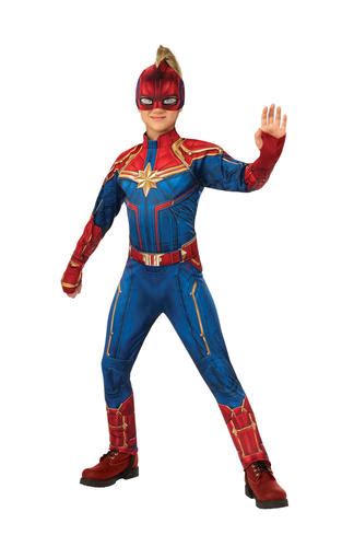 Deluxe Captain Marvel Girls Fancy Dress Hero Kree Suit Kids Superhero ...