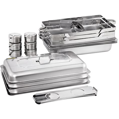 VEVOR Chafing Dish 3 Packs Stainless Steel Chafing Dishes 9.5 Quart ...