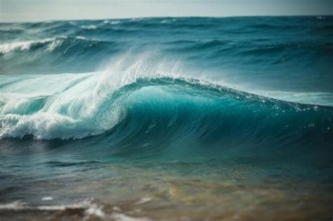 Premium AI Image | Closeup shot of a beautiful blue sea wave