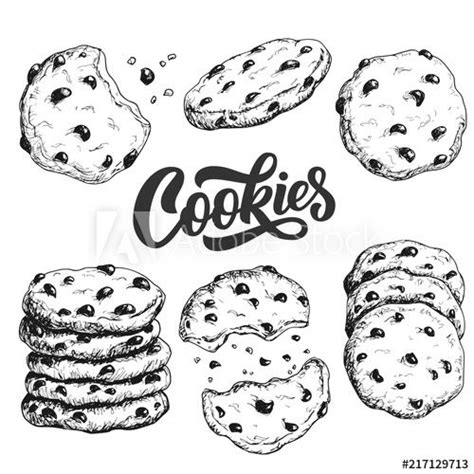 Sketch ink graphic cookies set illustration, draft silhouette drawing ...