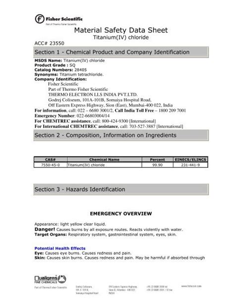 Material Safety Data Sheet - Fisher Scientific