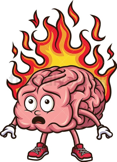 Brain On Fire Cartoon Clipart Vector - FriendlyStock