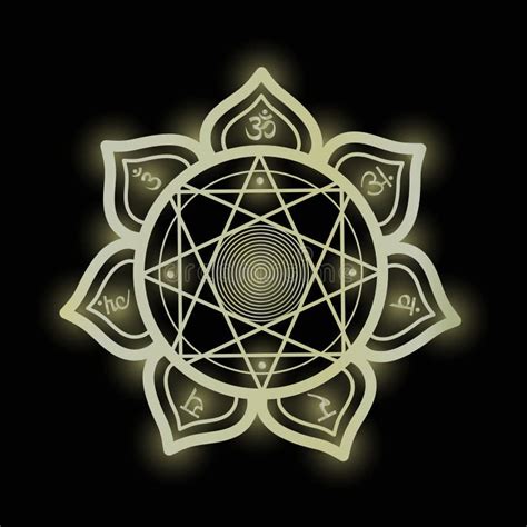 Chakra Mandala with Golden Lines and Sanskrit Symbols. Flower of Life ...