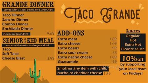 Menu of Taco Grande in Hays, KS 67601