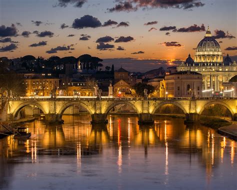 Wallpaper Italy, Rome, river, bridge, buildings, night, lights 2560x1600 Picture, Image