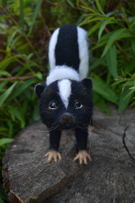 Needle Felted Skunk MADE TO ORDER Realistic Stinkier Miniature | Etsy