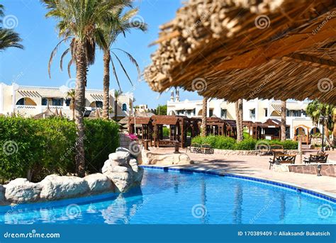 Territory of a Luxury Egyptian Hotel with a Swimming Pool Stock Image ...