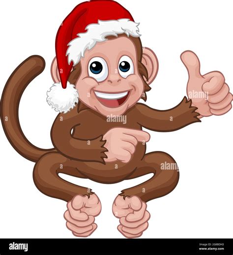 Christmas Monkey Cartoon Character in Santa Hat Stock Vector Image & Art - Alamy