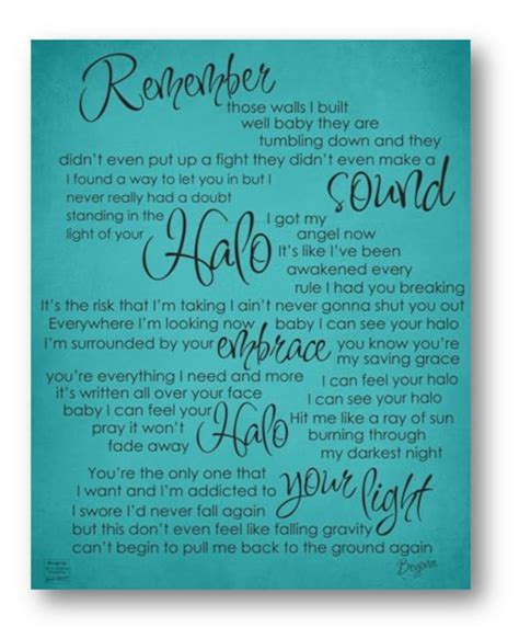 Halo / Beyonce / Lyric / DIGITAL Typograpy Poster / Printable