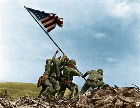 Raising the Flag on Iwo Jima, 1945 : r/Colorization