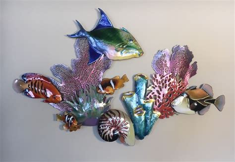 Tropical Fish Metal Wall Sculpture by Bovano of Cheshire | Metal fish wall art, Metal wall ...