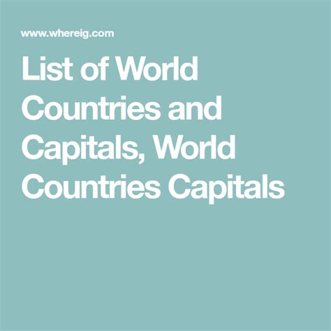 List of World Countries and Capitals