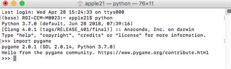 Install Pygame in MacOS - GeeksforGeeks