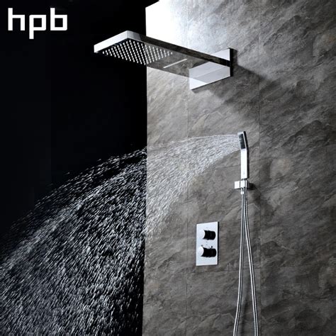 Aliexpress.com : Buy HPB Brass Shower Head Thermostatic Faucets 55x23cm Rain Shower Faucets Sets ...