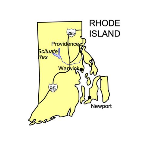 Rhode Island US State PowerPoint Map, Highways, Waterways, Capital and ...