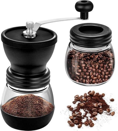 THNMK Manual Coffee Bean Grinder,Manual Coffee Grinder with Ceramic Burrs,Adjustable Hand Grind ...