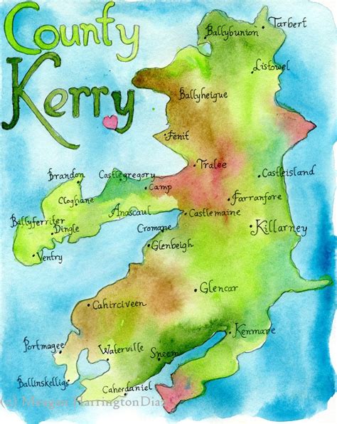 County Kerry Ireland Map LARGE Print Map of Ireland Counties Watercolor Map - Etsy