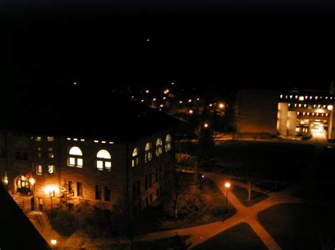 Oberlin College Campus at Night, from Peters Hall - Photos on Cazort.net