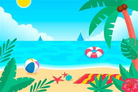 Premium Vector | Cartoon summer background for videocalls