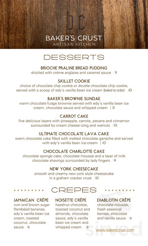 Baker's Crust @ Landstown Commons menu in Virginia Beach, Virginia, USA