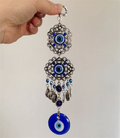 23cm Turkish Evil Blue Eye Glass Charm Wall Hanging Amulet Nazar Boncuk ...