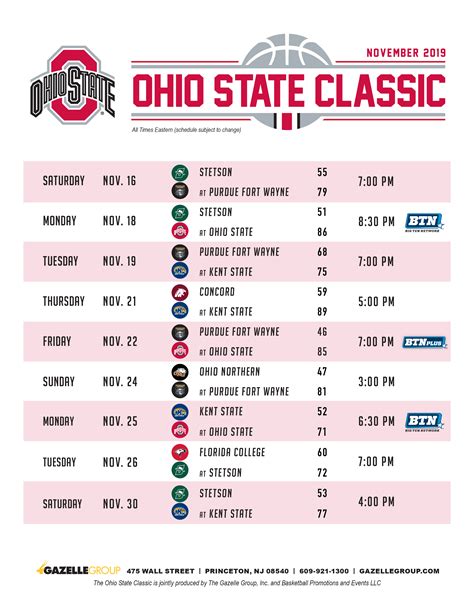 Printable Ohio State Basketball Schedule - Printable Word Searches