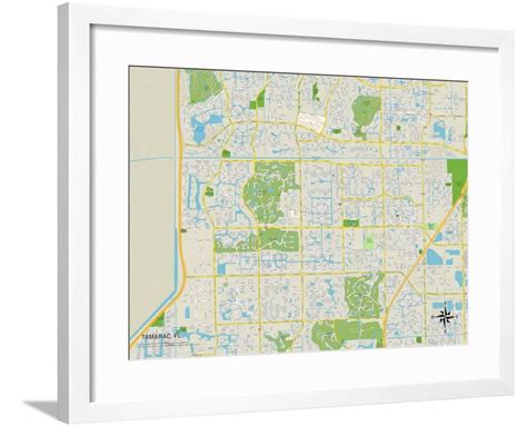 Political Map of Tamarac, FL Framed Print Wall Art - Walmart.com - Walmart.com