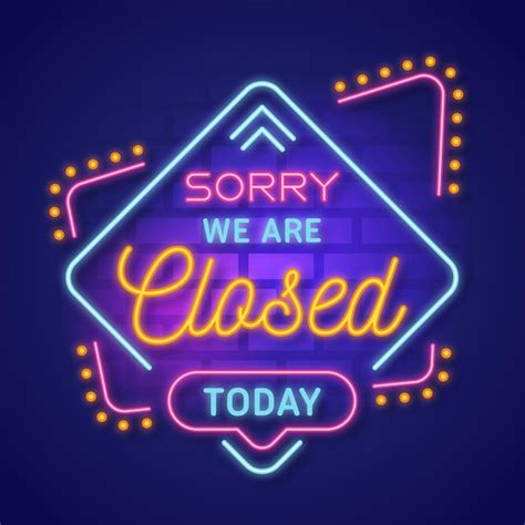 Free Vector | Neon sorry, we're closed sign